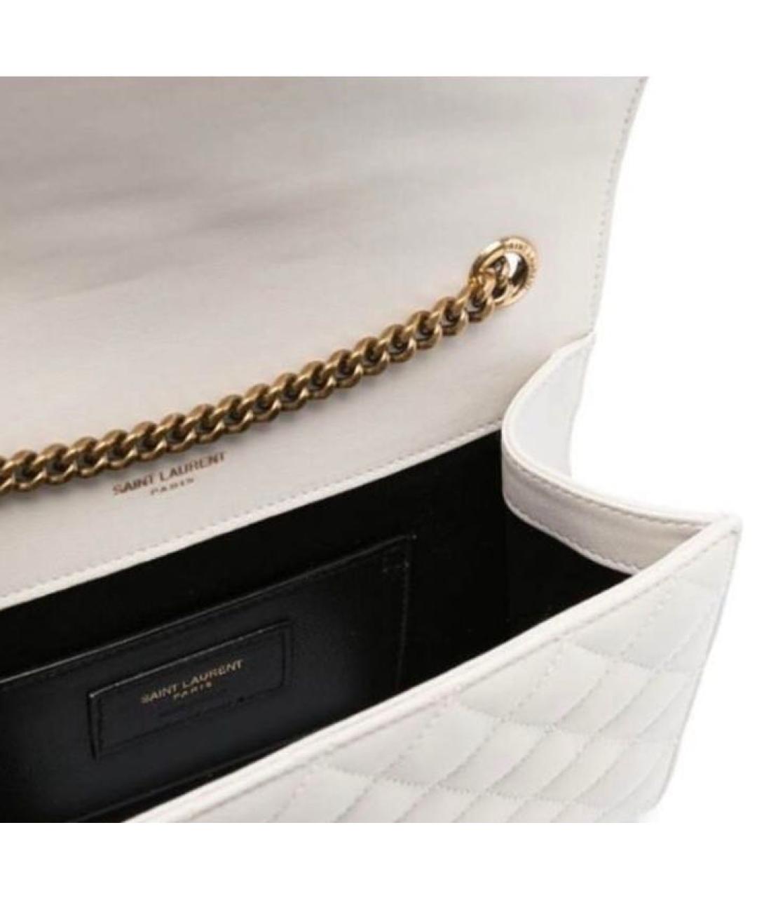 SAINT LAURENT Белая сумка через плечо из лакированной кожи, фото 3