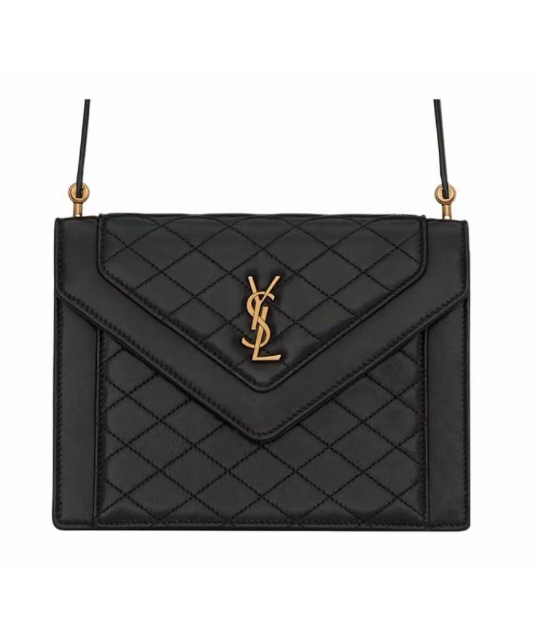 SAINT LAURENT Черная кожаная сумка через плечо, фото 4