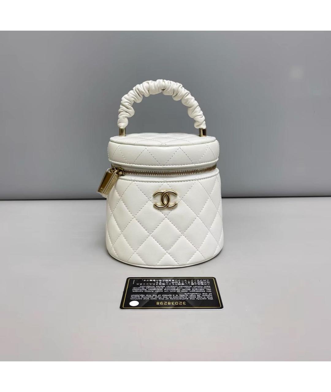 CHANEL Белая кожаная сумка с короткими ручками, фото 8