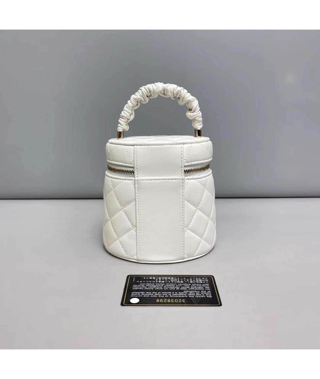 CHANEL Белая кожаная сумка с короткими ручками, фото 2