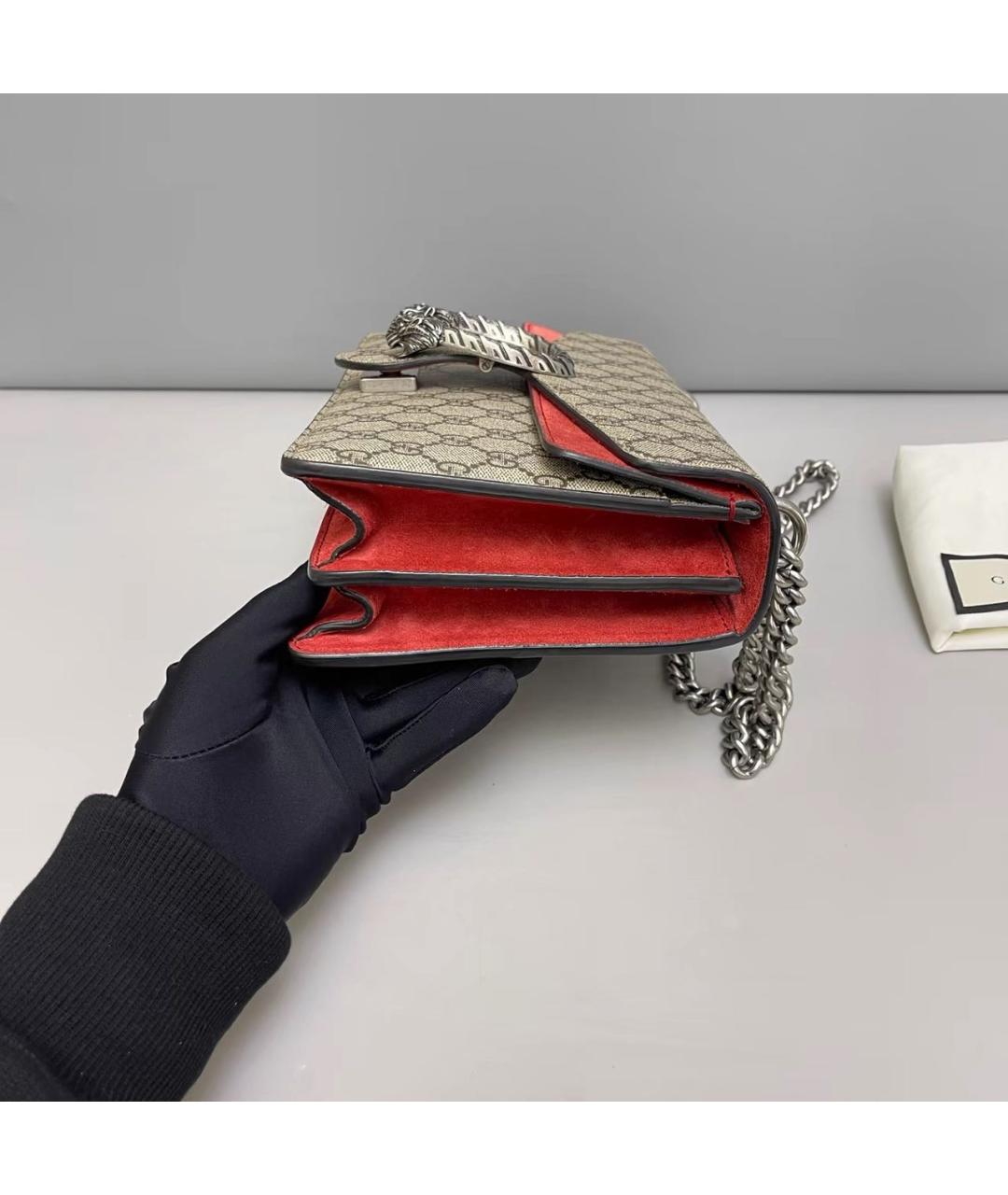 GUCCI Красная кожаная сумка через плечо, фото 5