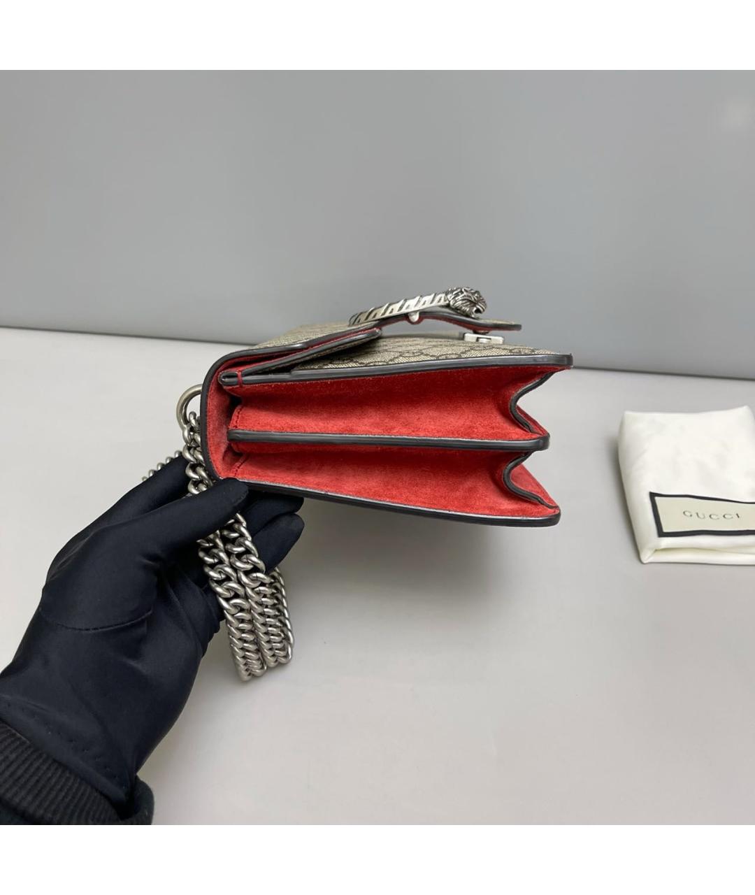 GUCCI Красная кожаная сумка через плечо, фото 3