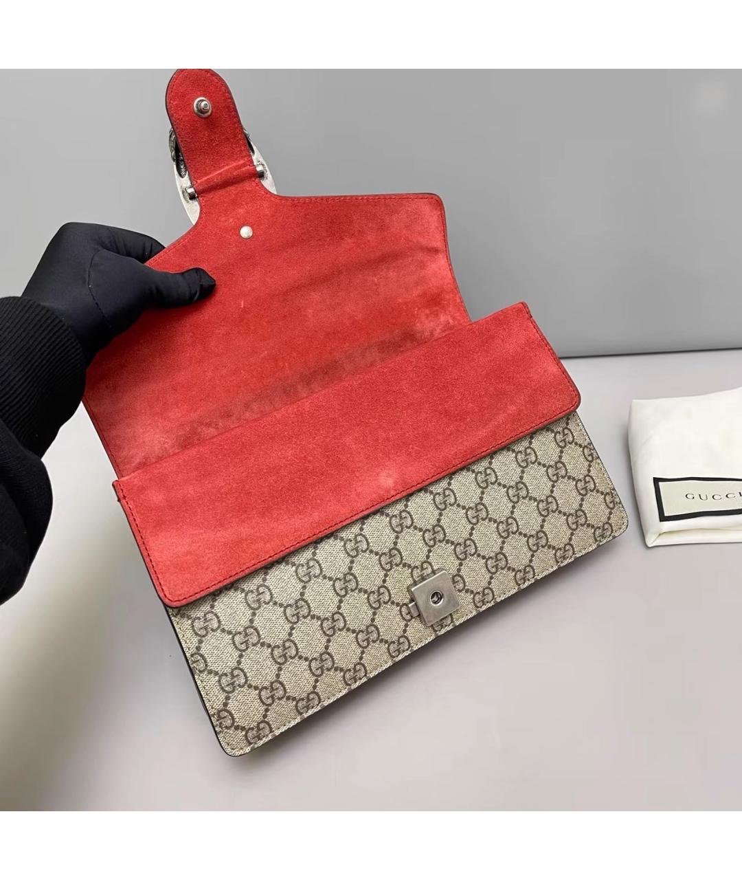 GUCCI Красная кожаная сумка через плечо, фото 8