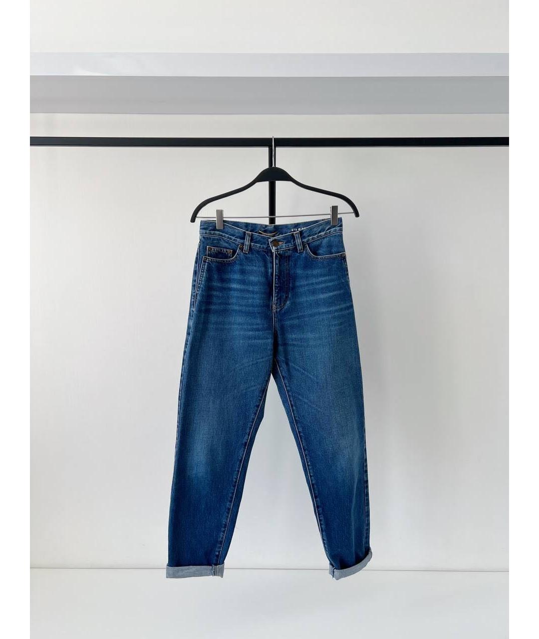 SAINT LAURENT Синие хлопковые прямые джинсы, фото 2