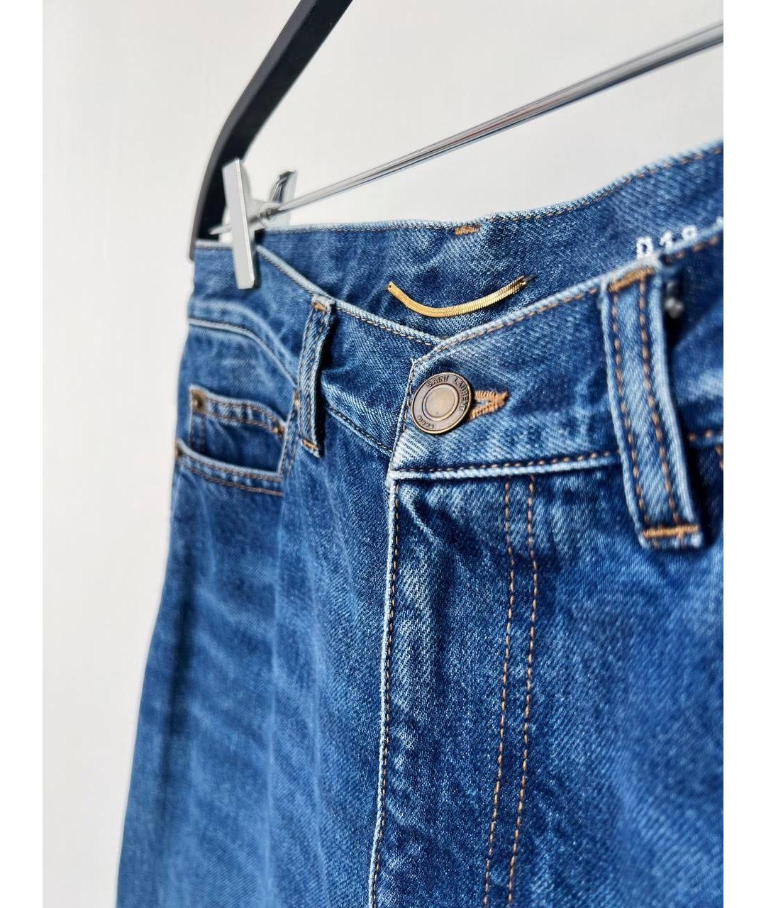 SAINT LAURENT Синие хлопковые прямые джинсы, фото 6