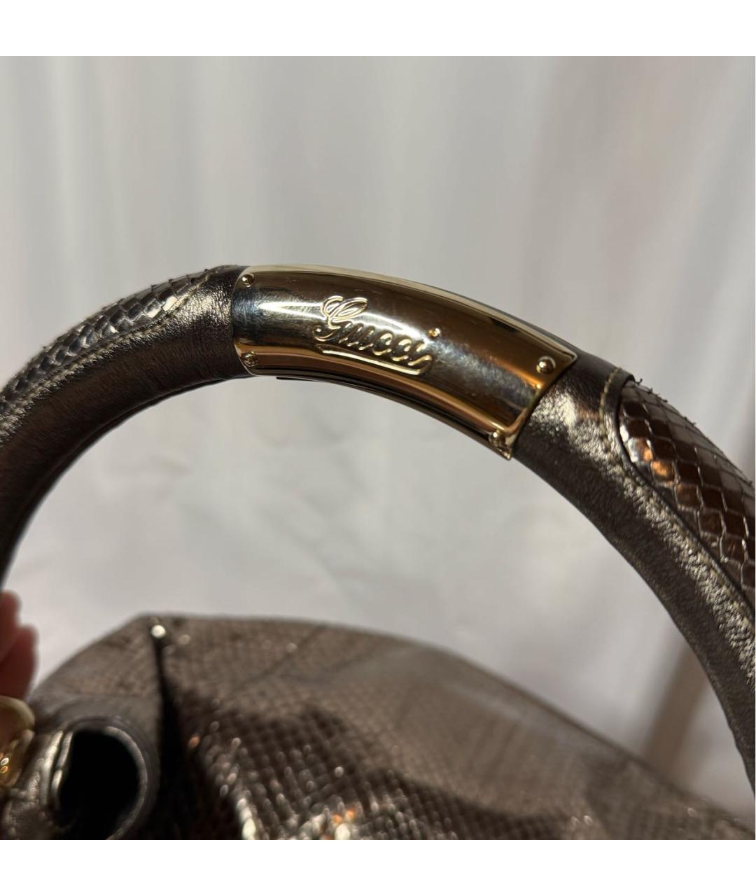 GUCCI Коричневая кожаная сумка с короткими ручками, фото 2