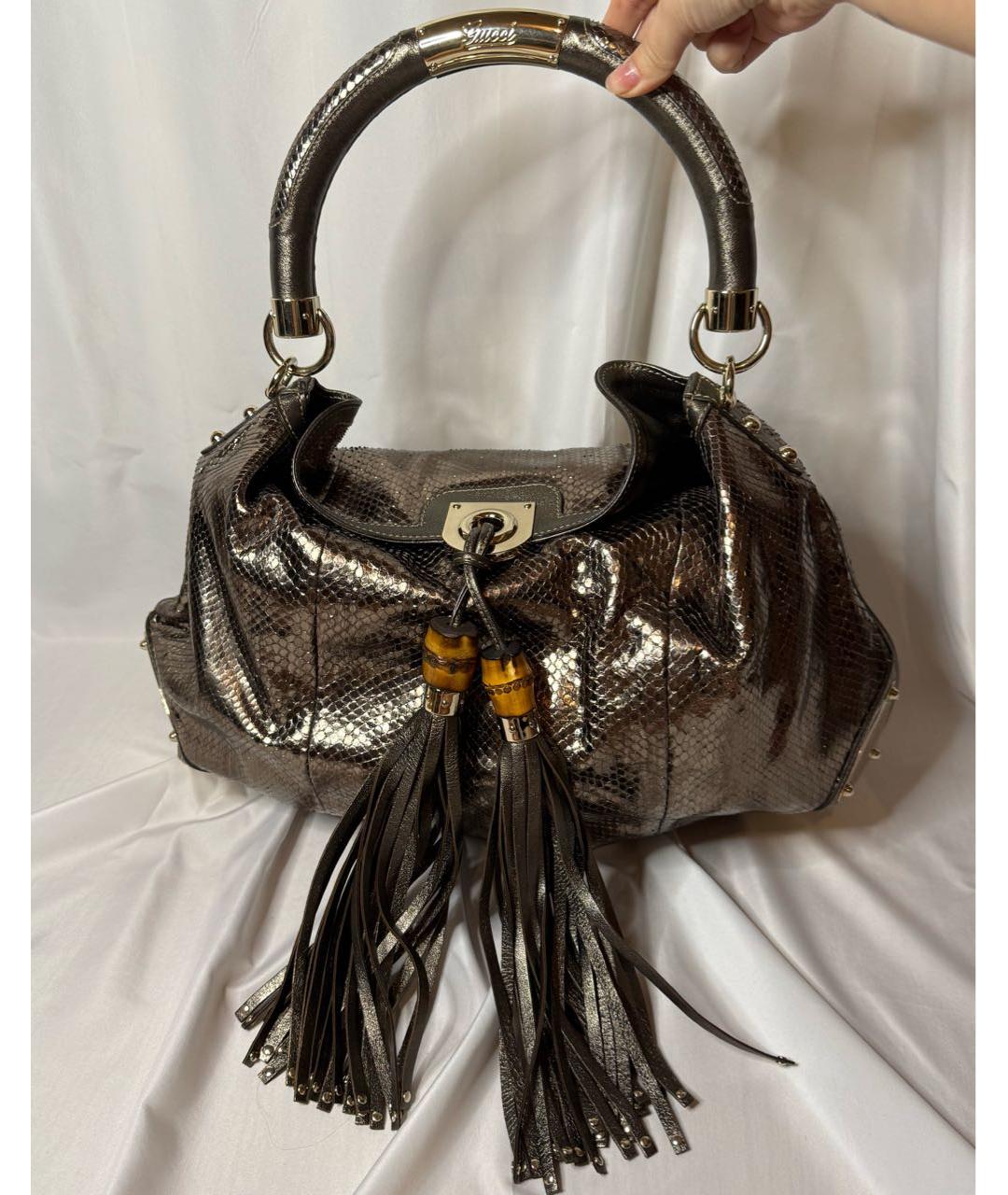 GUCCI Коричневая кожаная сумка с короткими ручками, фото 7