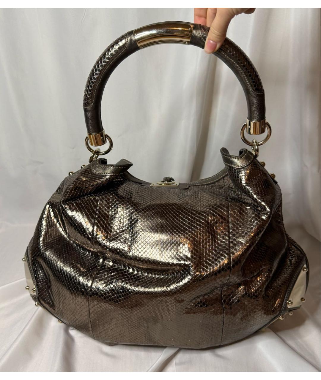 GUCCI Коричневая кожаная сумка с короткими ручками, фото 3