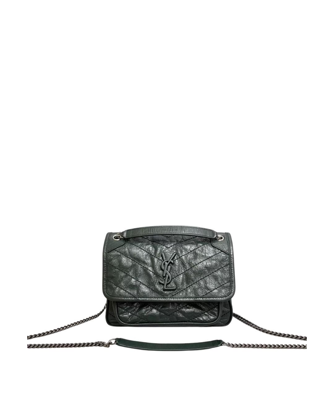 SAINT LAURENT Зеленая кожаная сумка через плечо, фото 1