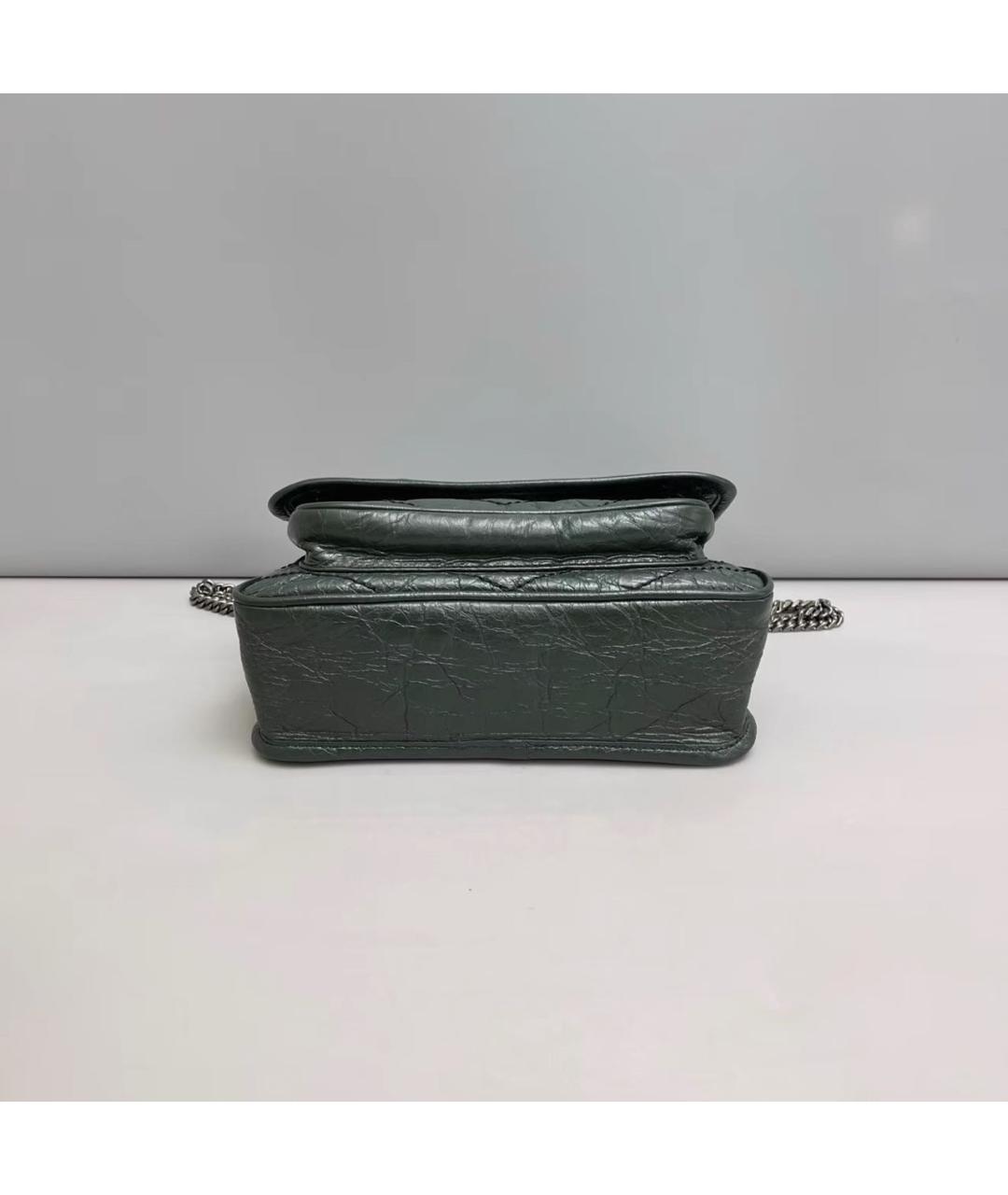 SAINT LAURENT Зеленая кожаная сумка через плечо, фото 7