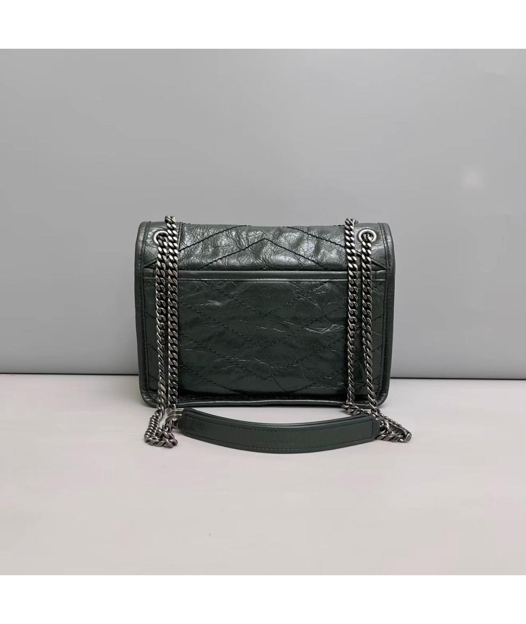 SAINT LAURENT Зеленая кожаная сумка через плечо, фото 2