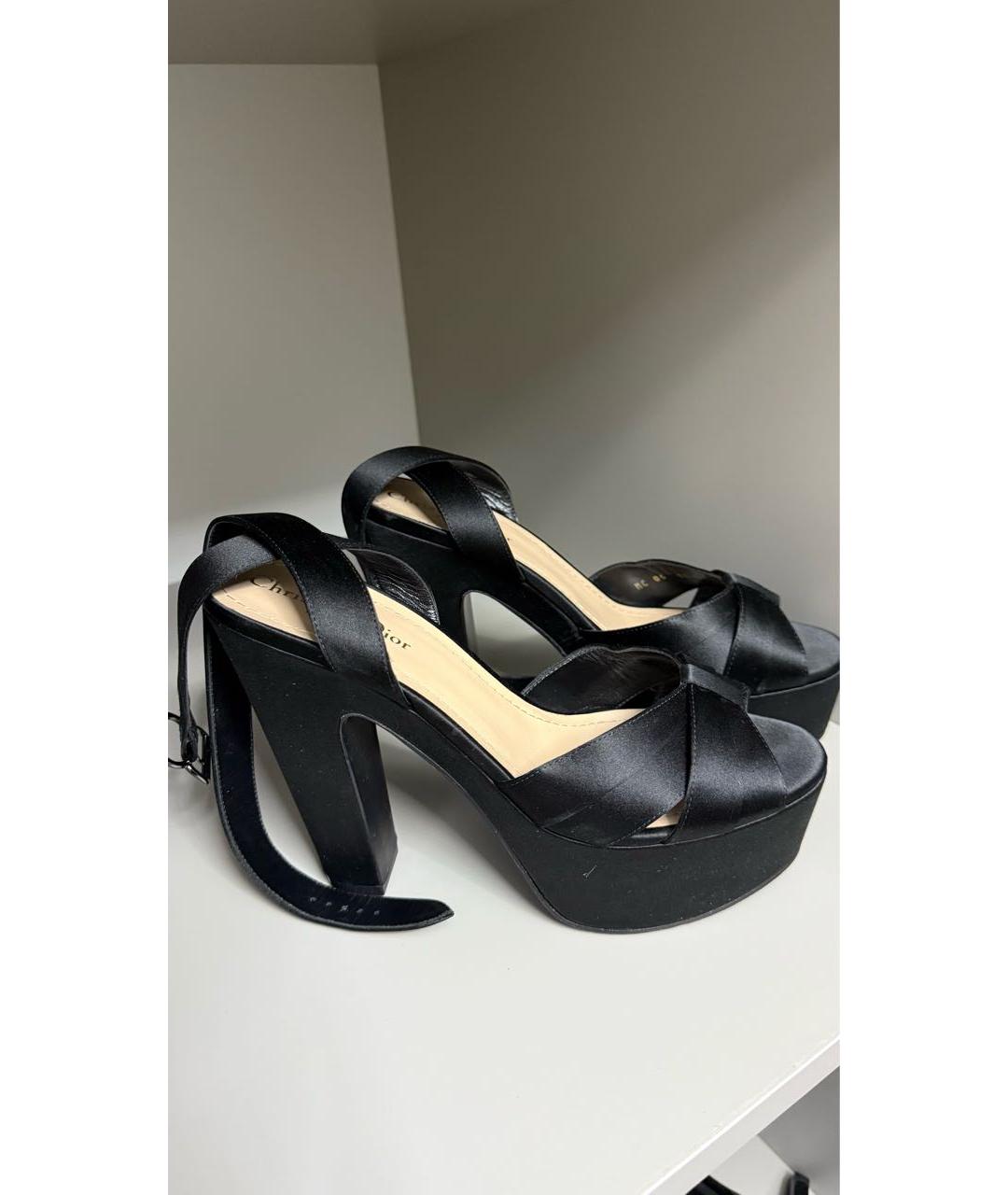 CHRISTIAN DIOR Черные кожаные босоножки, фото 5