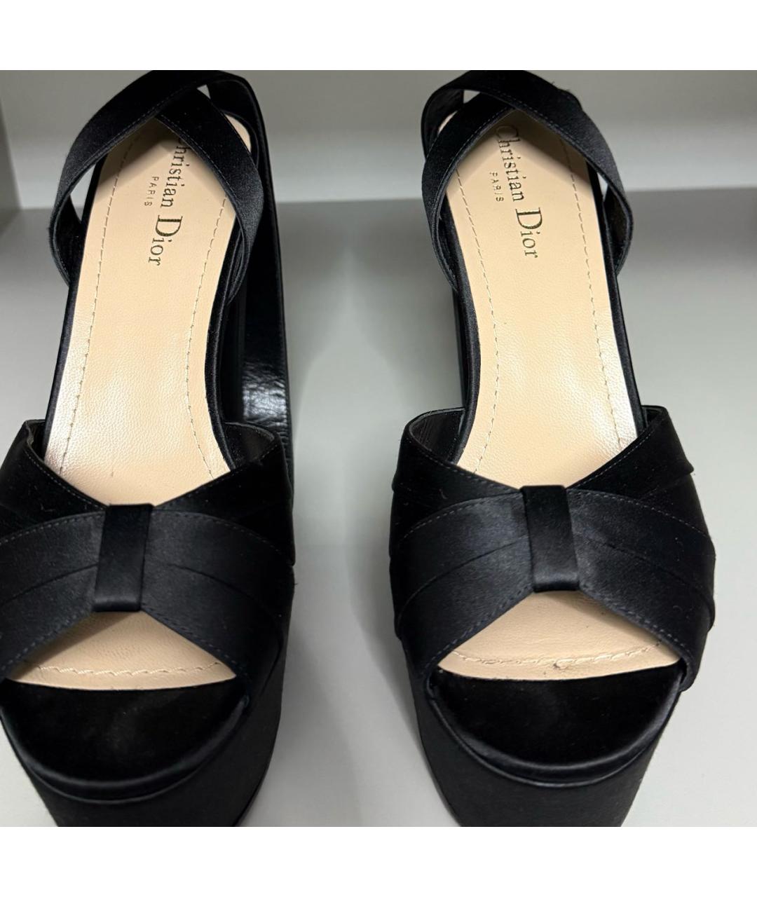 CHRISTIAN DIOR Черные кожаные босоножки, фото 2