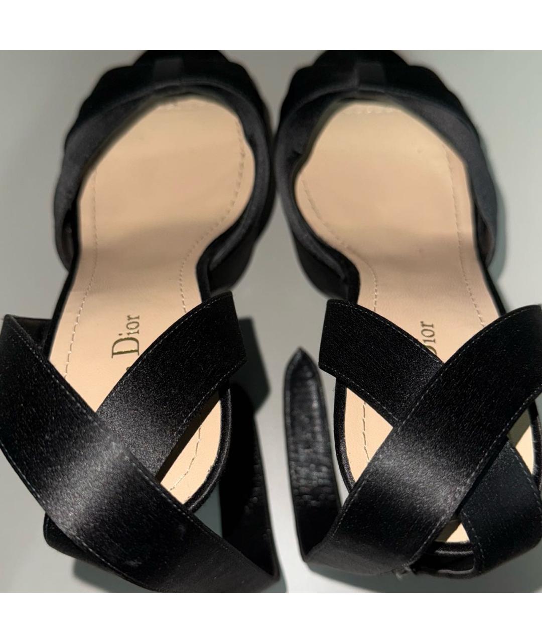 CHRISTIAN DIOR Черные кожаные босоножки, фото 3