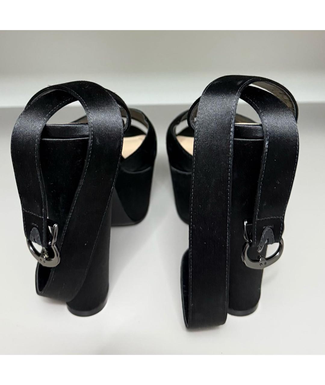 CHRISTIAN DIOR Черные кожаные босоножки, фото 4