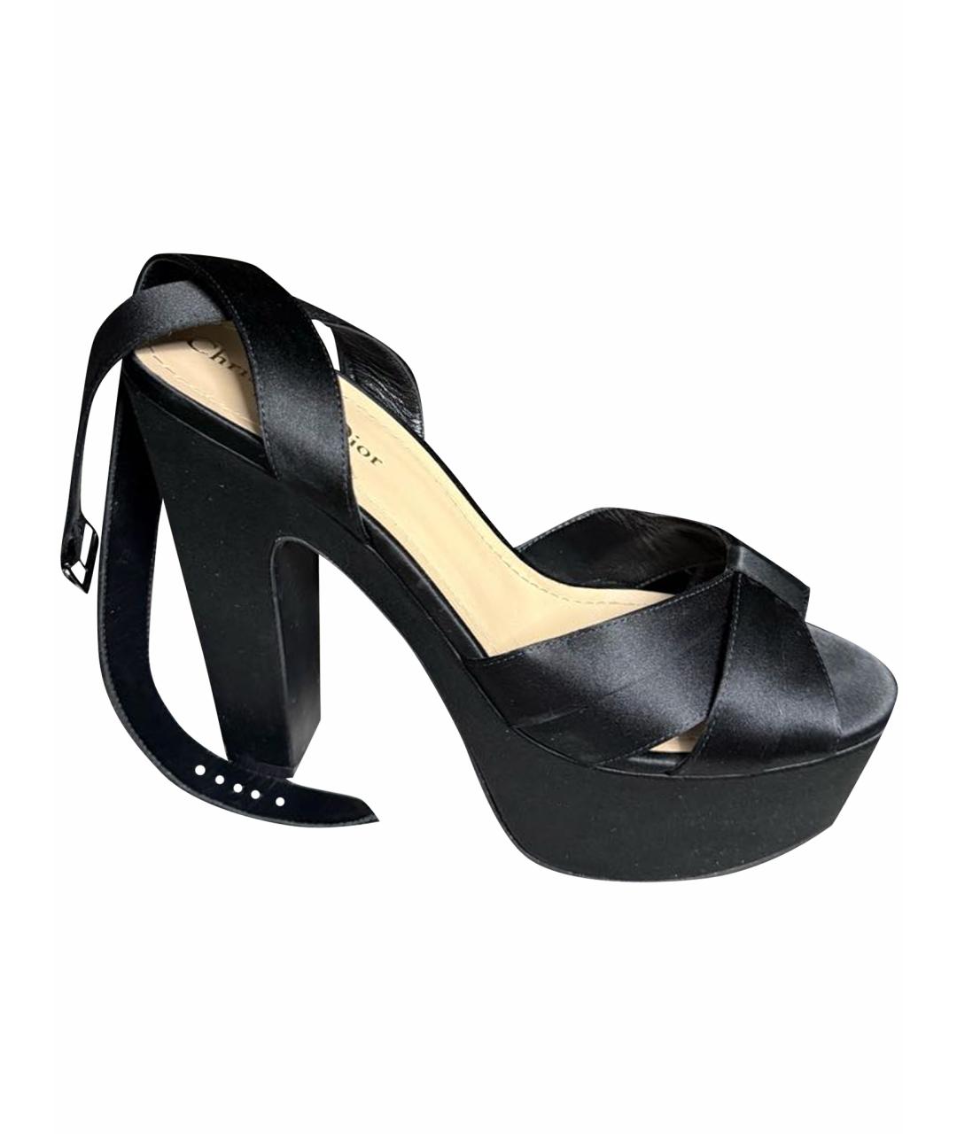 CHRISTIAN DIOR Черные кожаные босоножки, фото 1