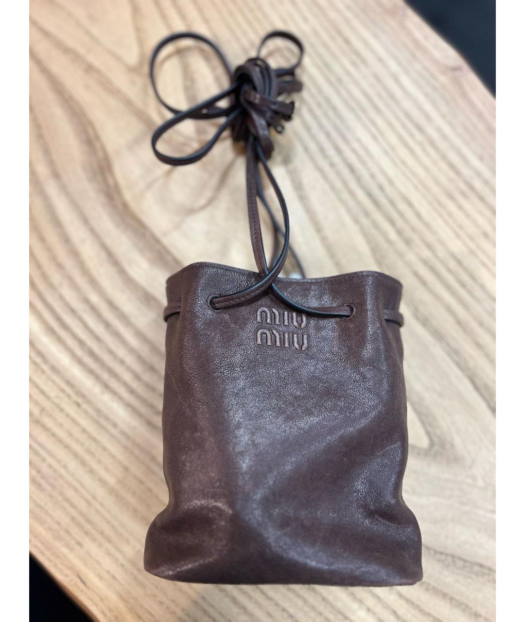 MIU MIU Коричневая кожаная сумка через плечо, фото 7