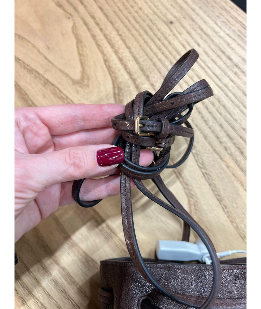 MIU MIU Коричневая кожаная сумка через плечо, фото 3