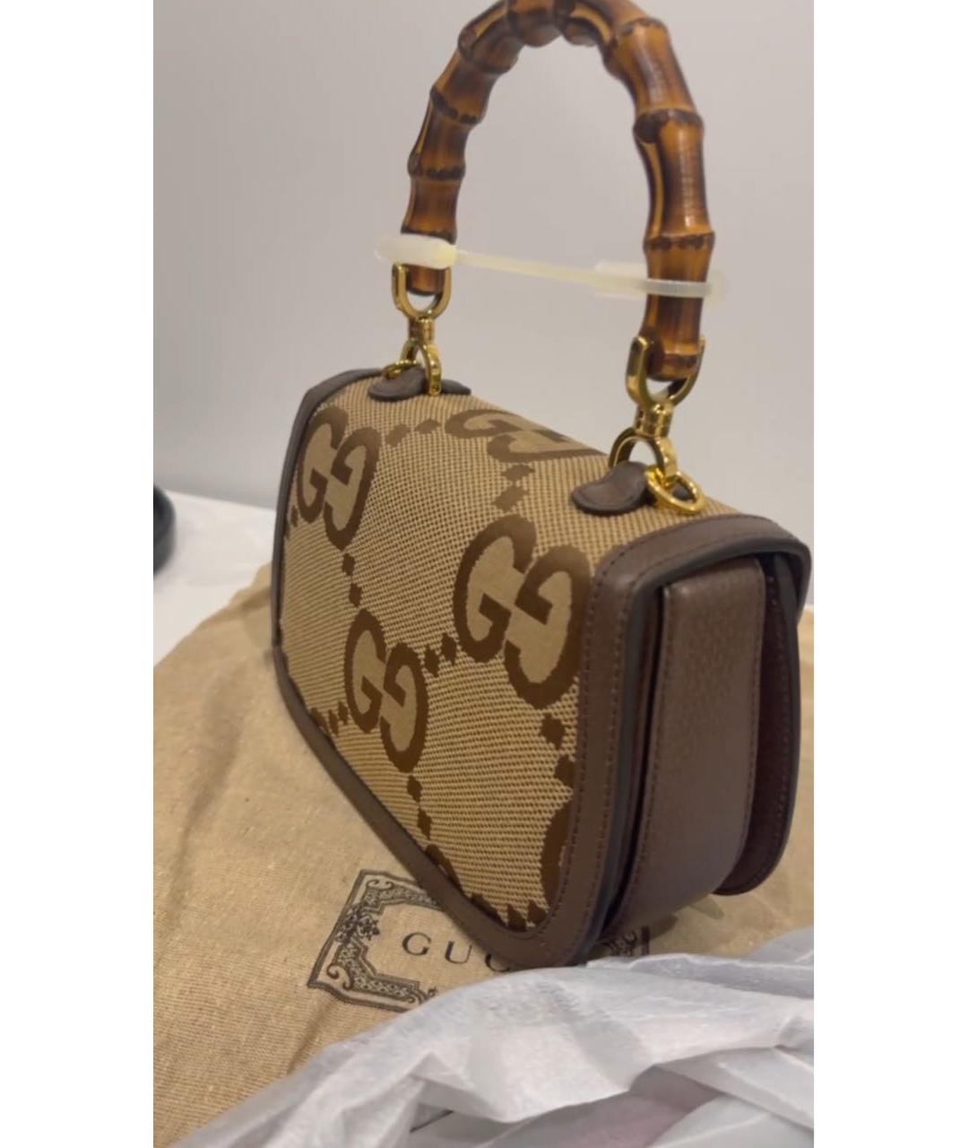 GUCCI Коричневая кожаная сумка через плечо, фото 4