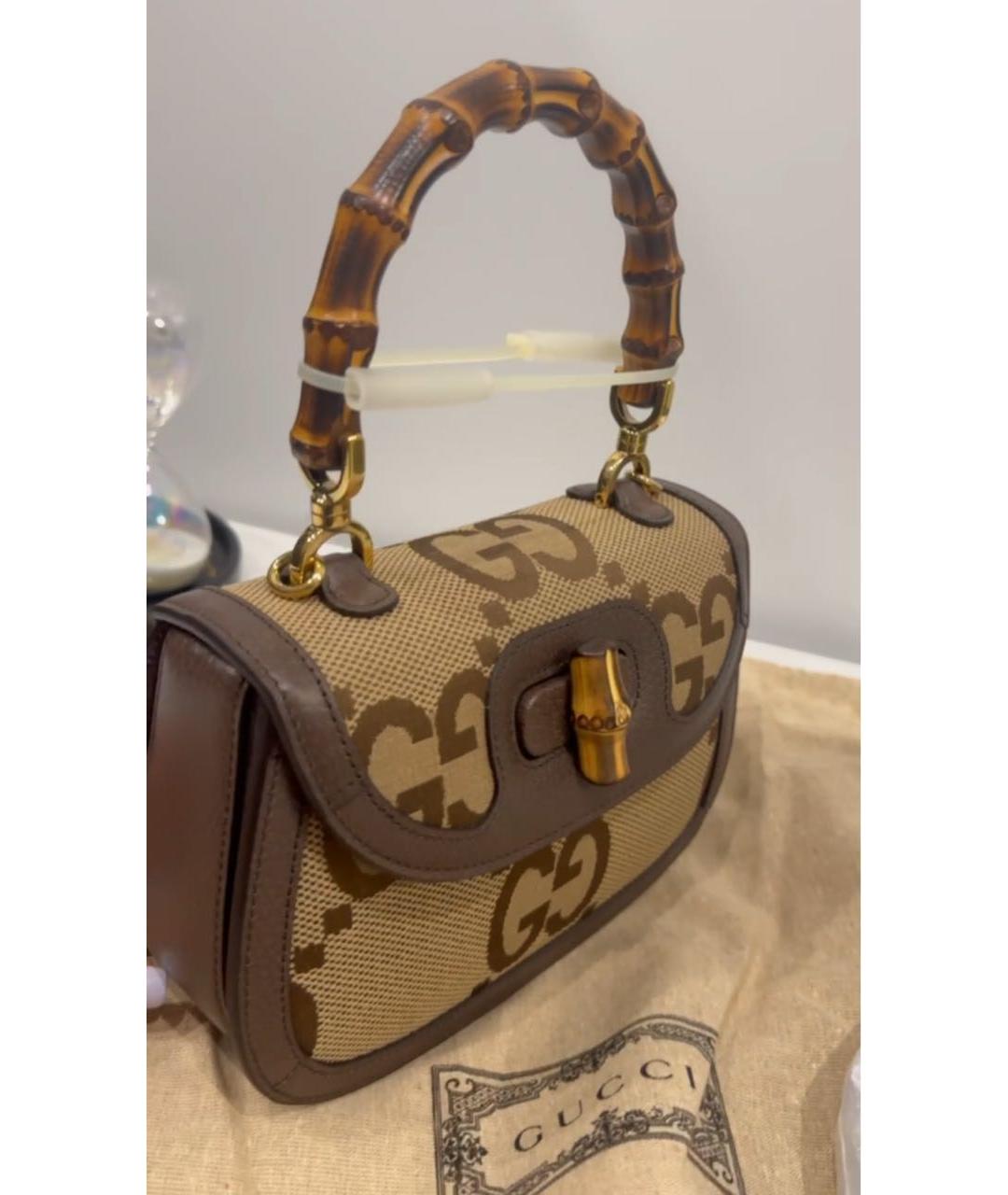 GUCCI Коричневая кожаная сумка через плечо, фото 2