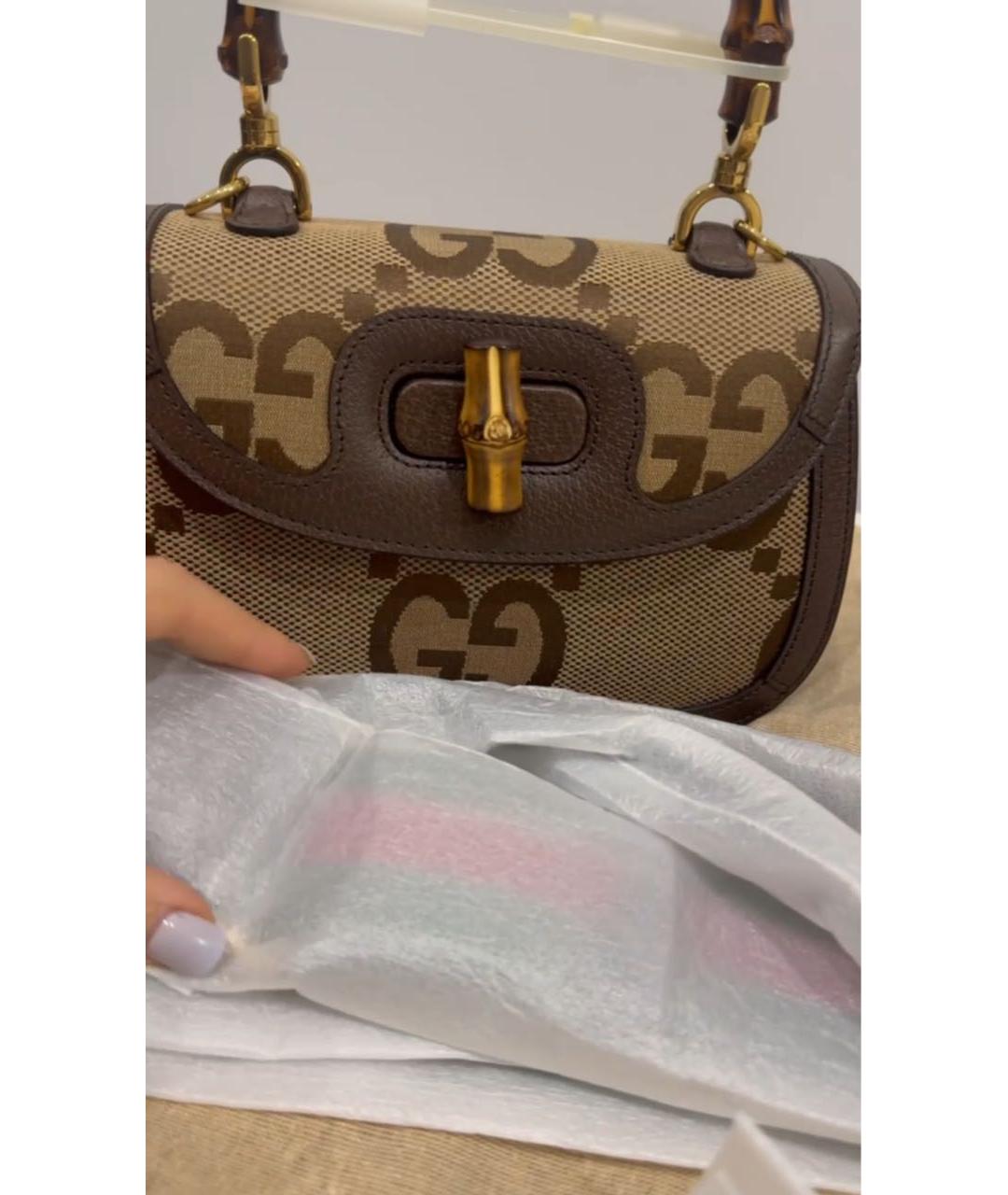 GUCCI Коричневая кожаная сумка через плечо, фото 3