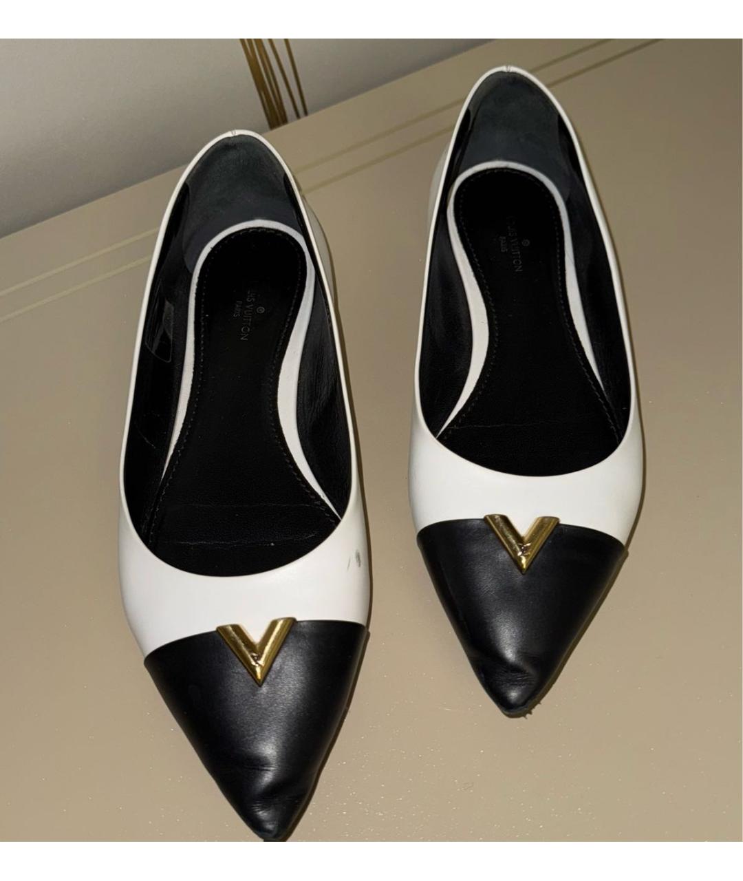 LOUIS VUITTON Белые кожаные балетки, фото 2