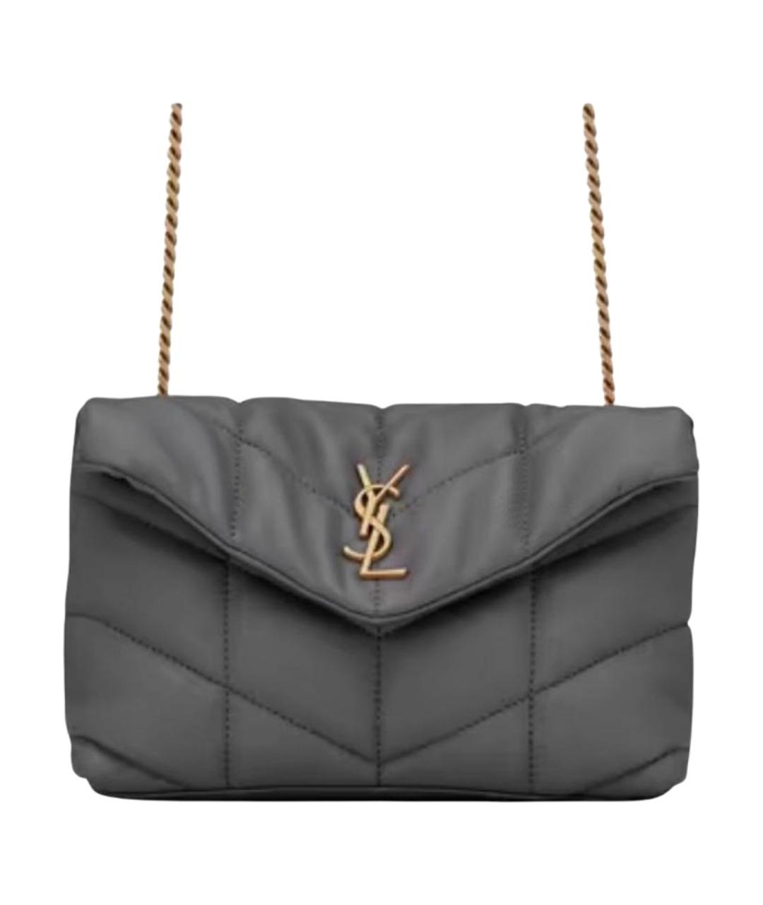SAINT LAURENT Антрацитовая кожаная сумка через плечо, фото 1