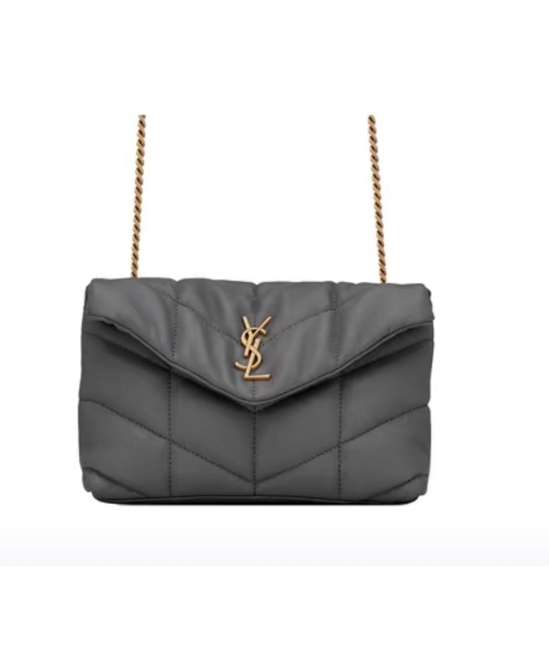 SAINT LAURENT Антрацитовая кожаная сумка через плечо, фото 4