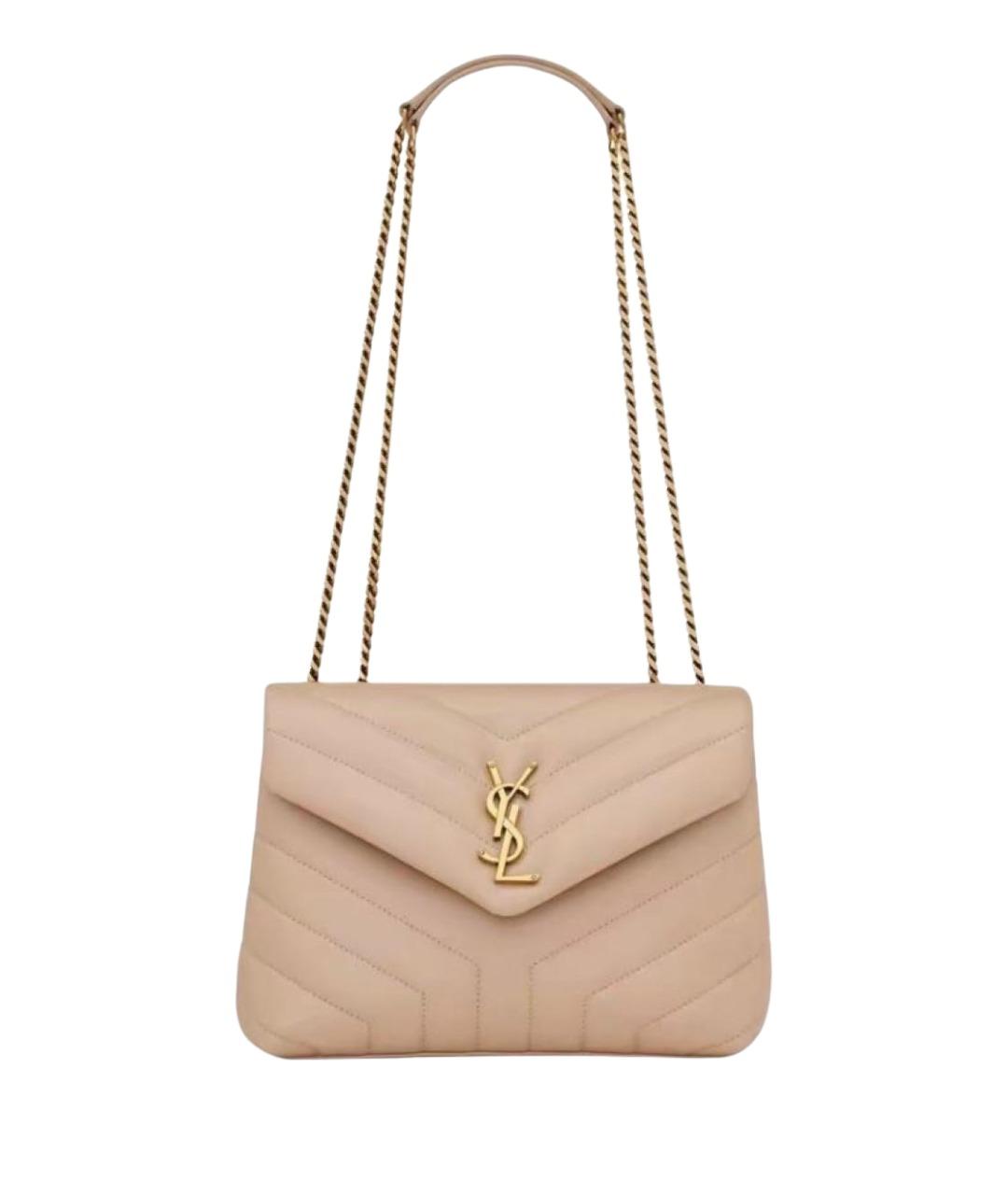 SAINT LAURENT Бежевая кожаная сумка через плечо, фото 1