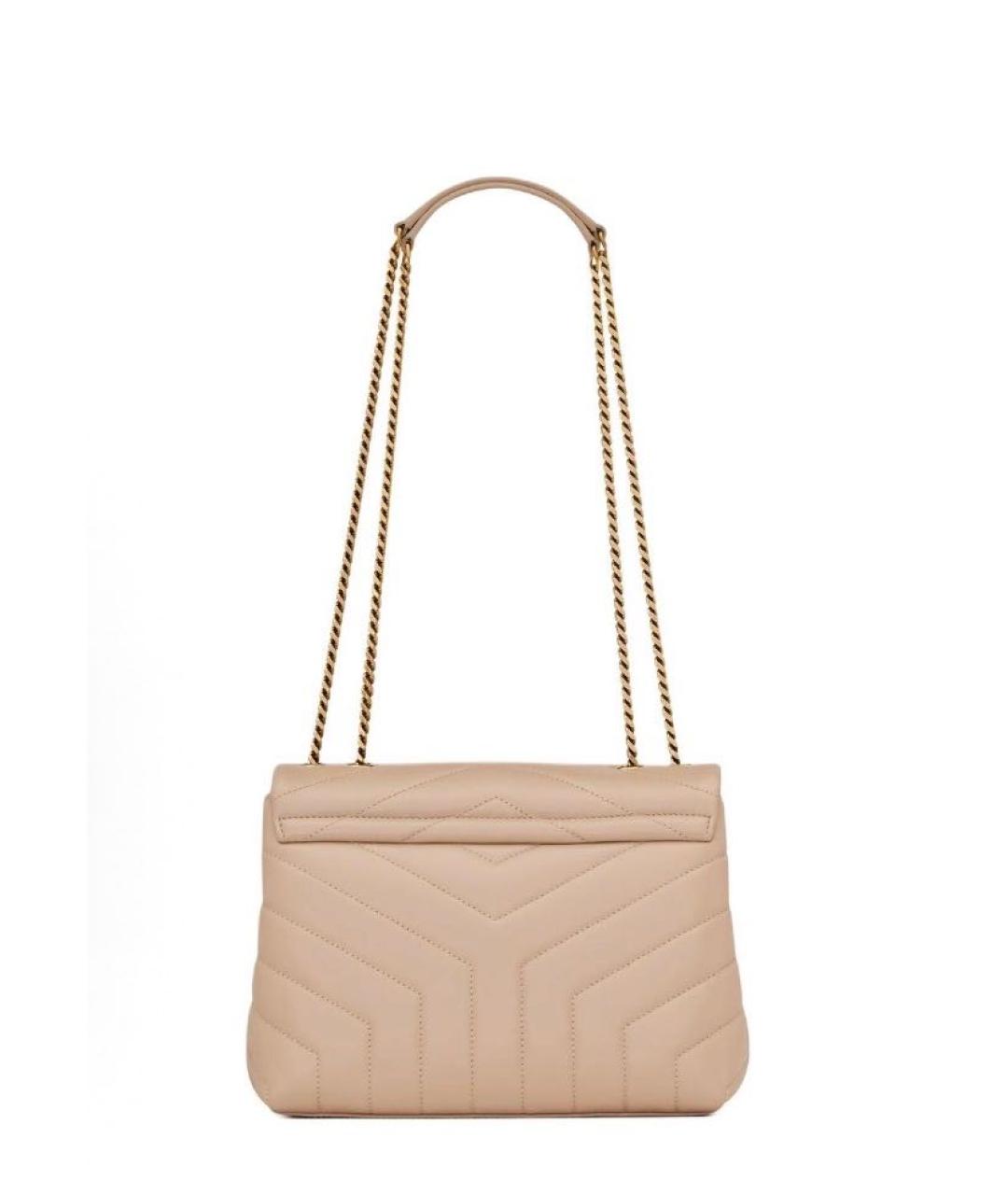 SAINT LAURENT Бежевая кожаная сумка через плечо, фото 3