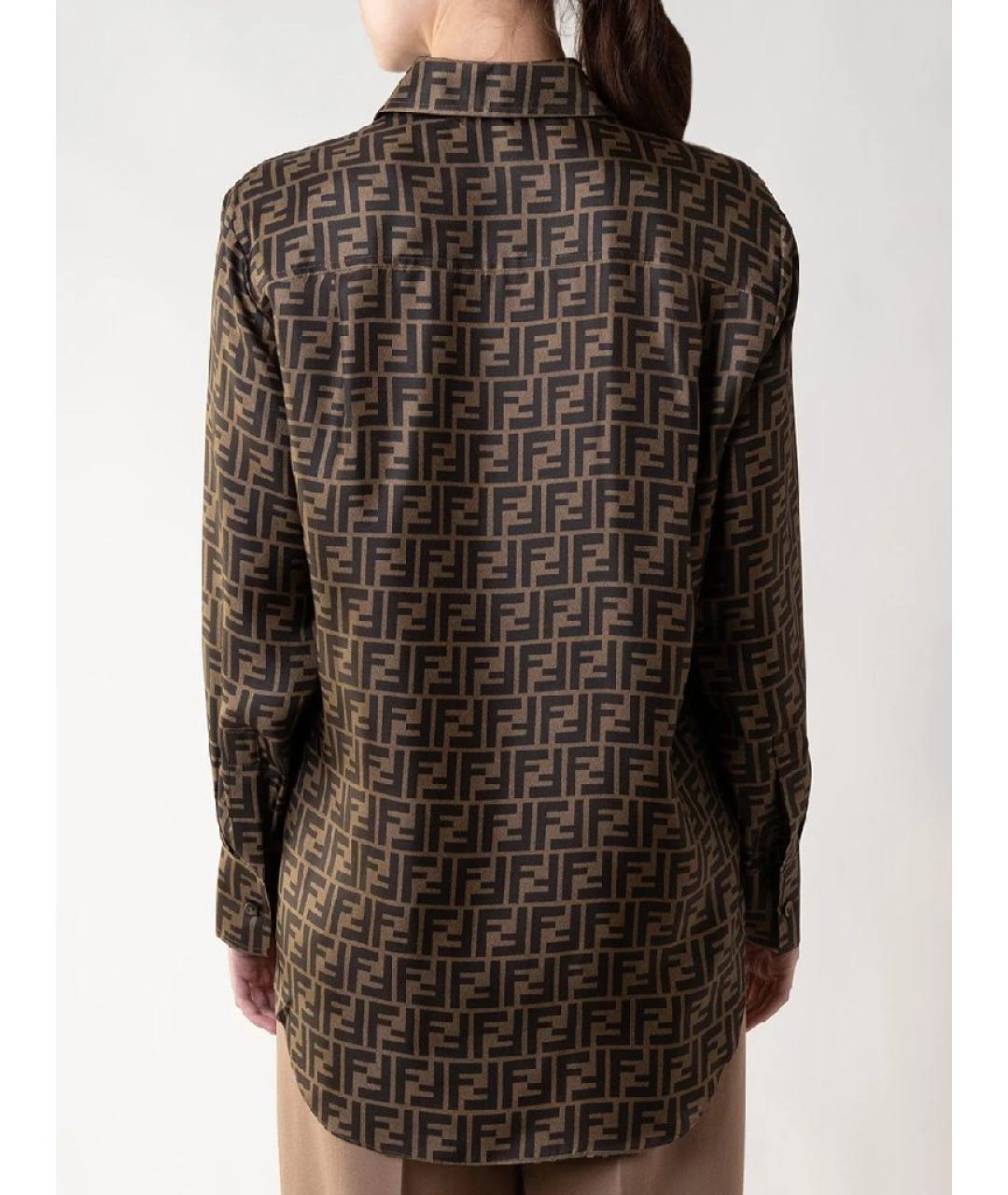 FENDI Коричневая шелковая блузы, фото 9
