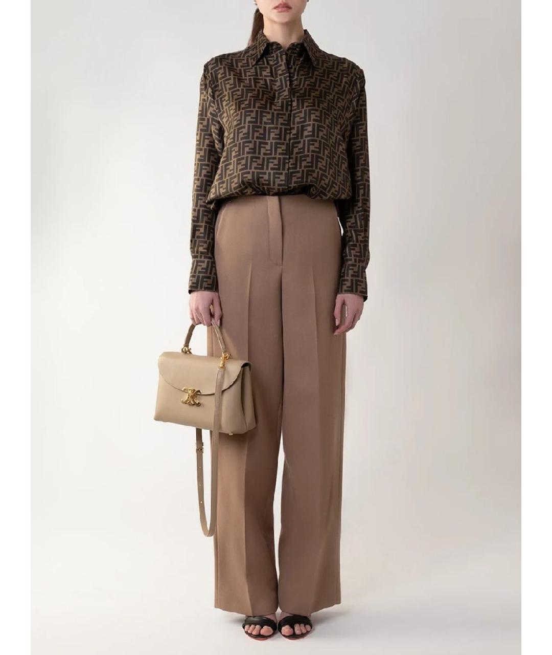 FENDI Коричневая шелковая блузы, фото 6