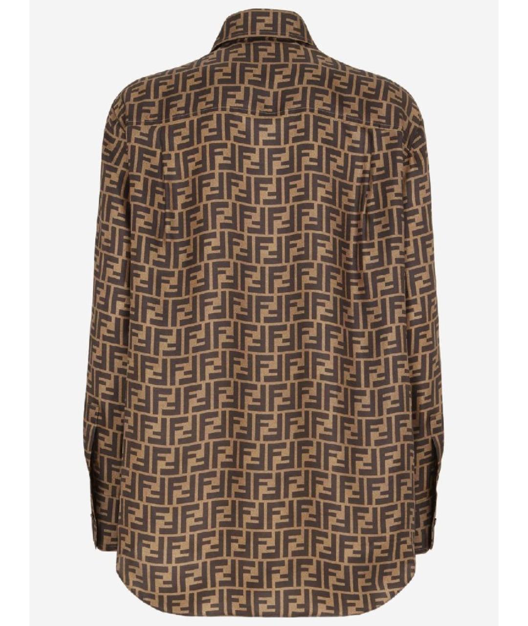 FENDI Коричневая шелковая блузы, фото 2