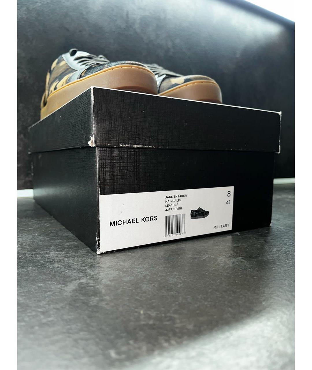 MICHAEL KORS Коричневые кожаные низкие кроссовки / кеды, фото 6