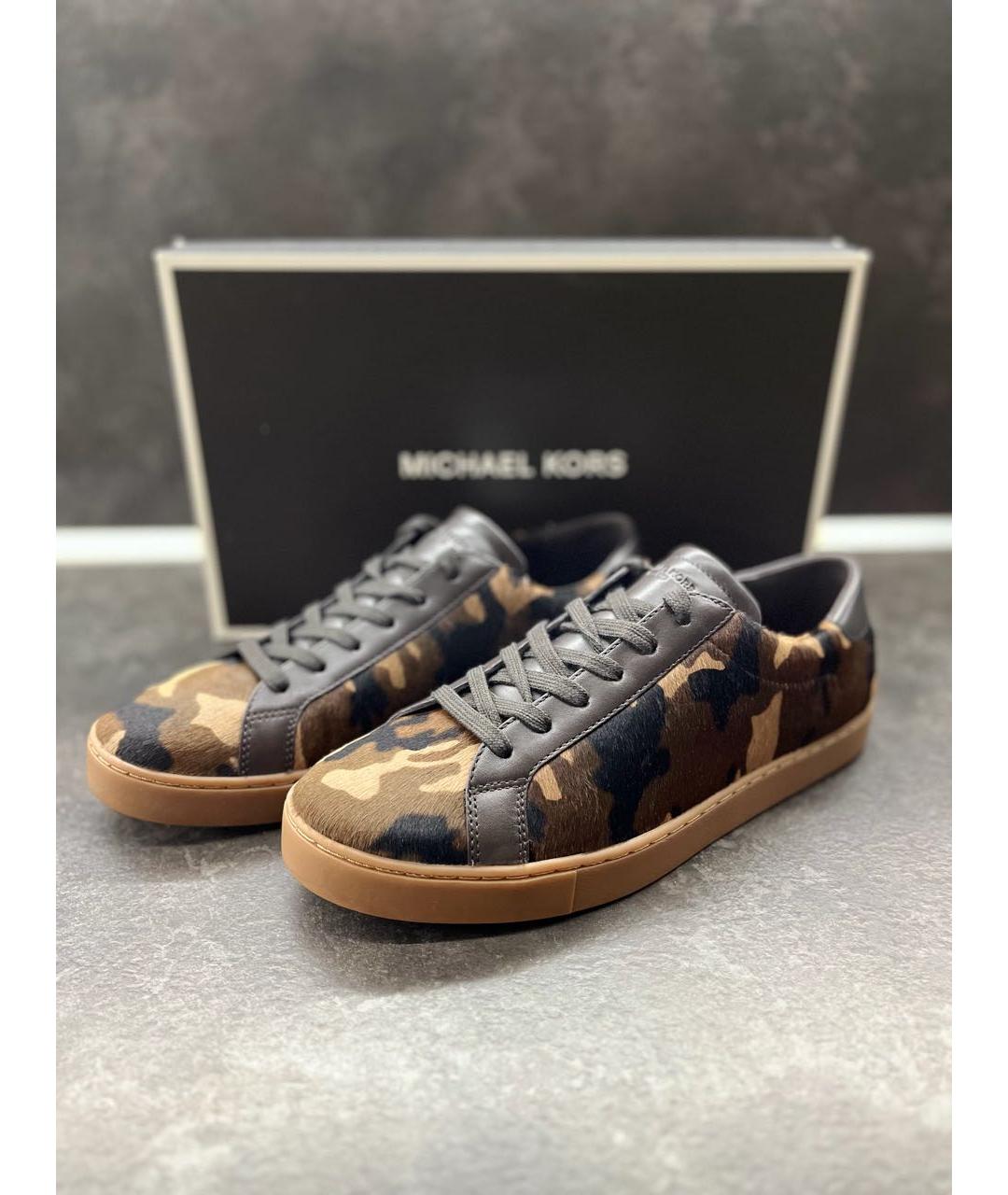 MICHAEL KORS Коричневые кожаные низкие кроссовки / кеды, фото 7