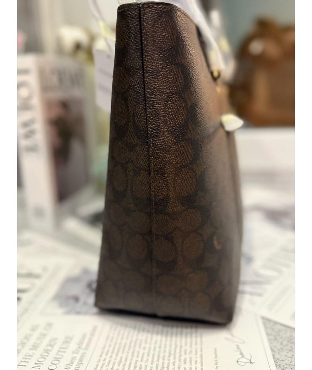 COACH Коричневая сумка с короткими ручками, фото 2