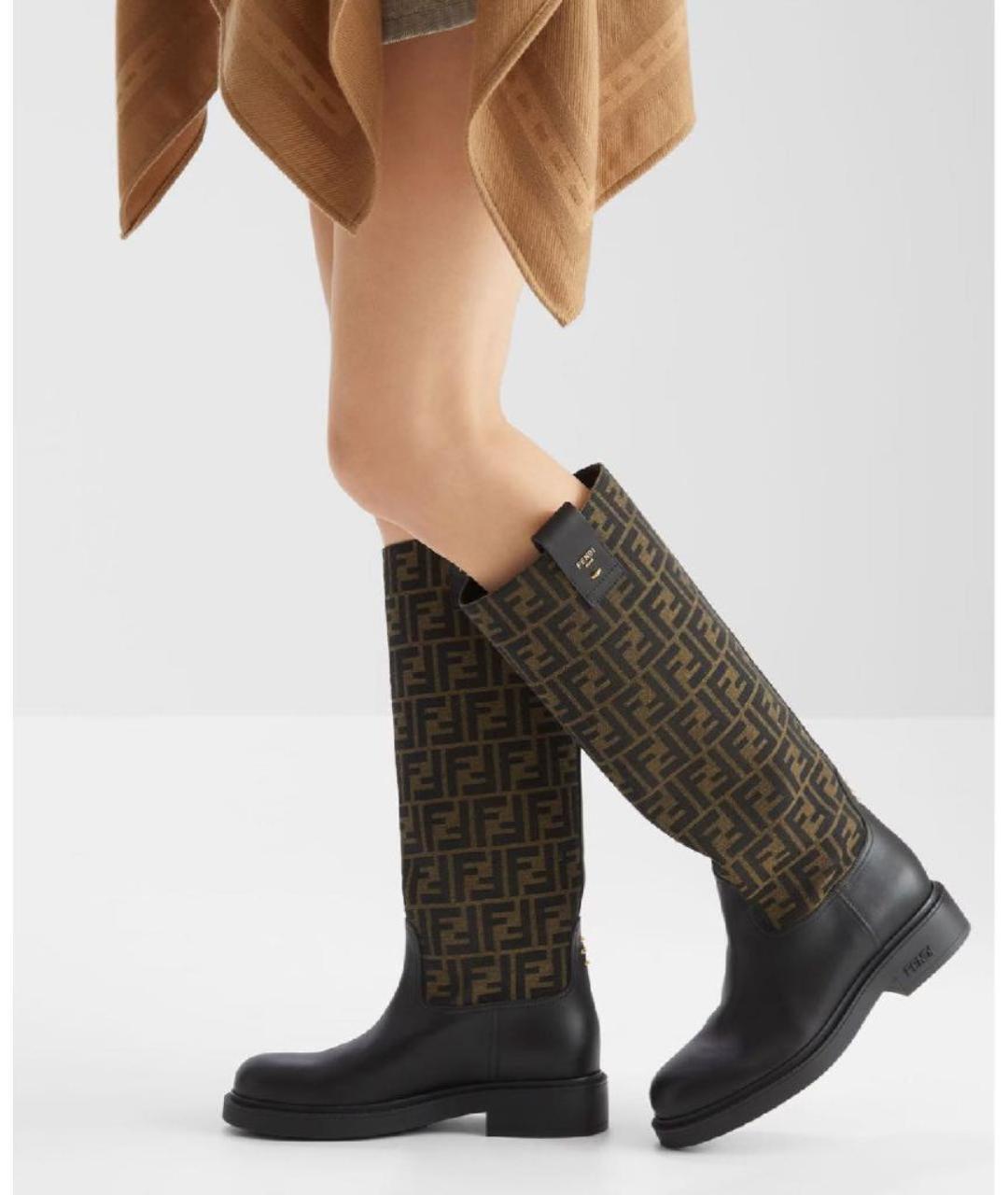 FENDI Коричневые кожаные сапоги, фото 6