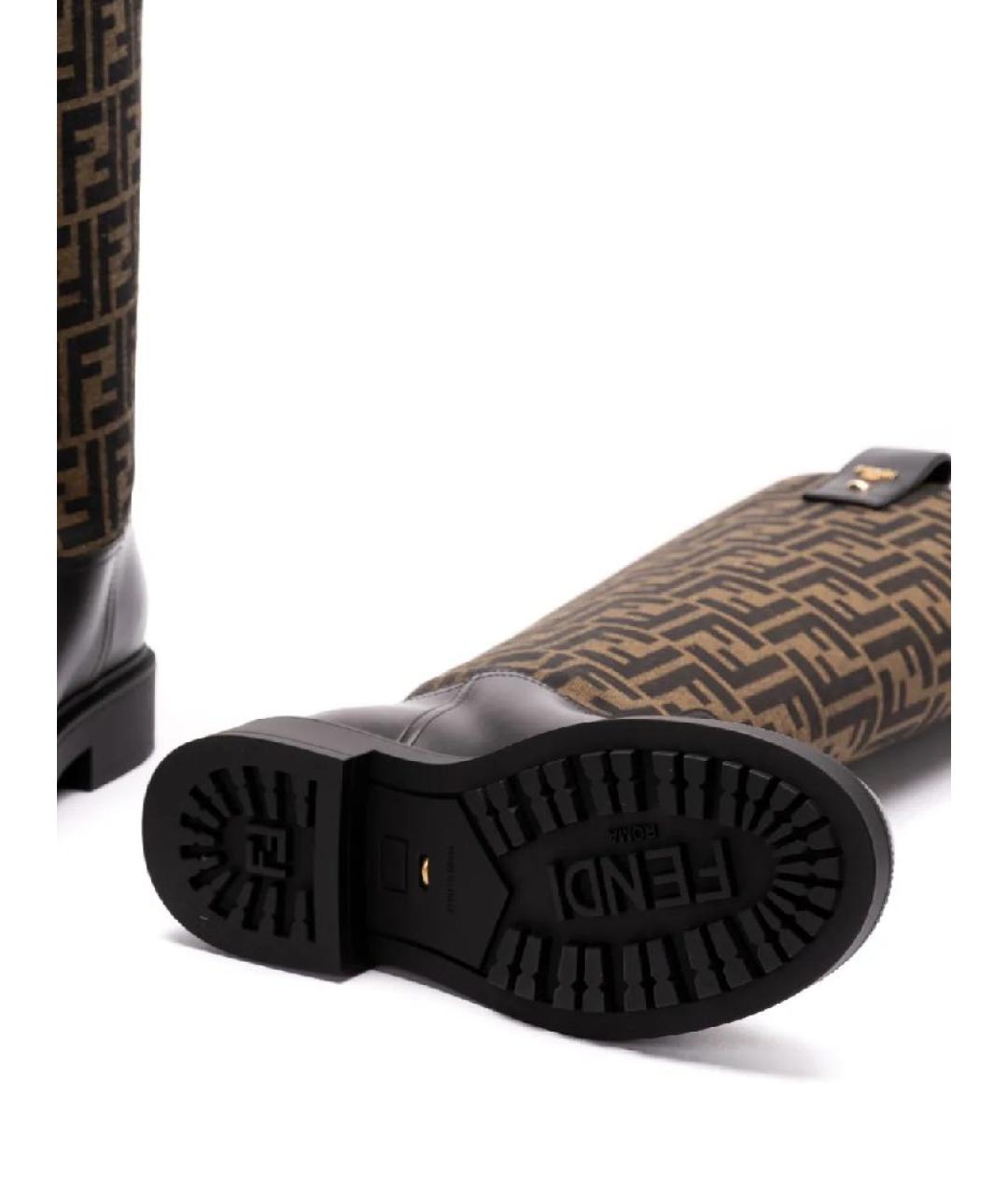 FENDI Коричневые кожаные сапоги, фото 3