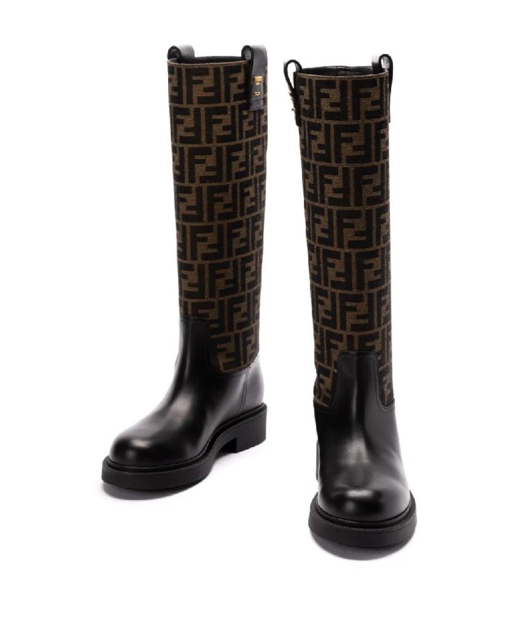 FENDI Коричневые кожаные сапоги, фото 2