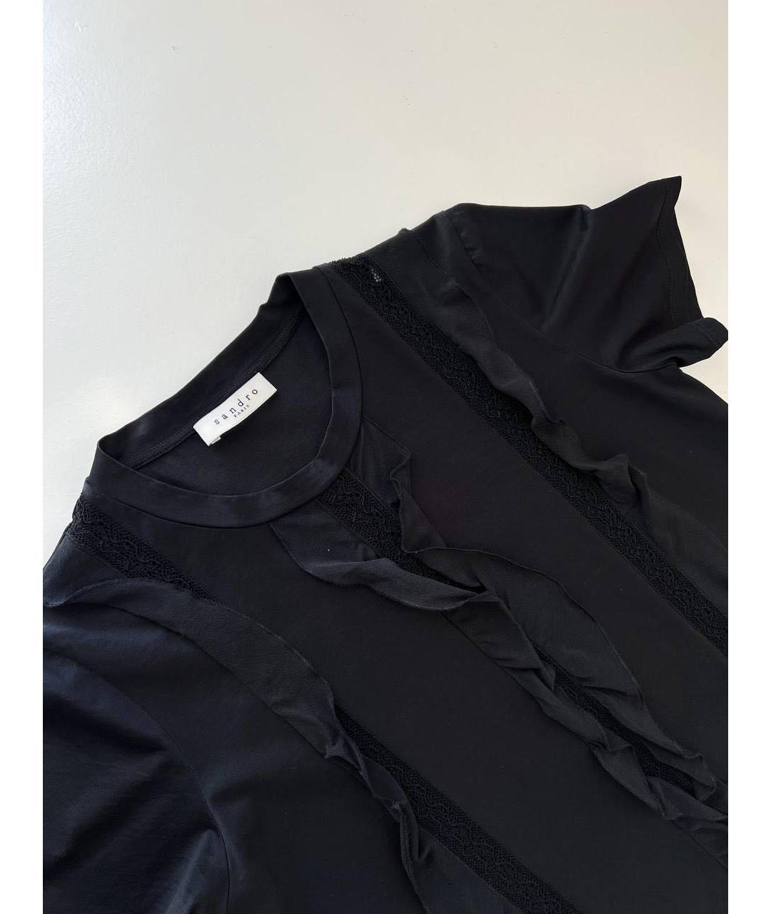 SANDRO Черная хлопковая футболка, фото 4