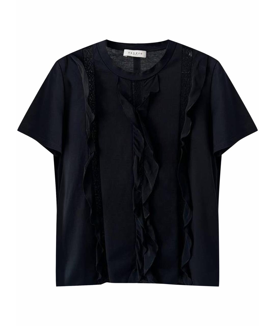 SANDRO Черная хлопковая футболка, фото 1