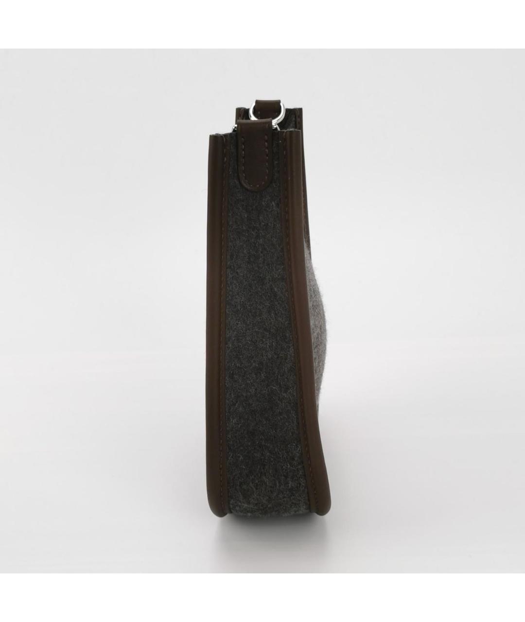 HERMES Антрацитовая шерстяная сумка через плечо, фото 2