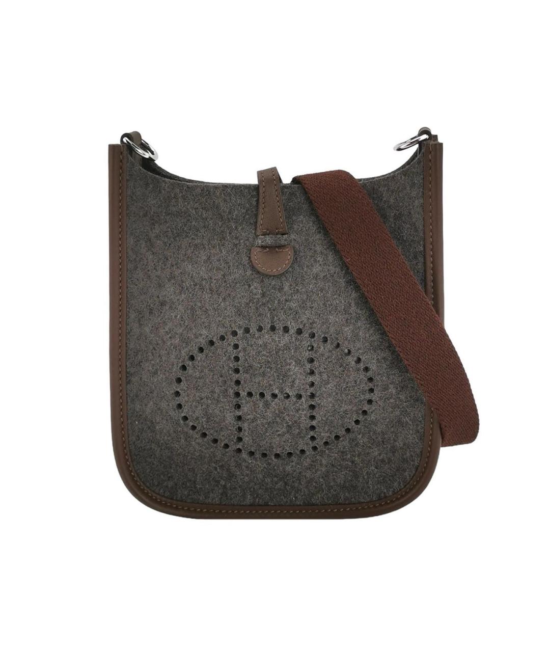 HERMES Антрацитовая шерстяная сумка через плечо, фото 9