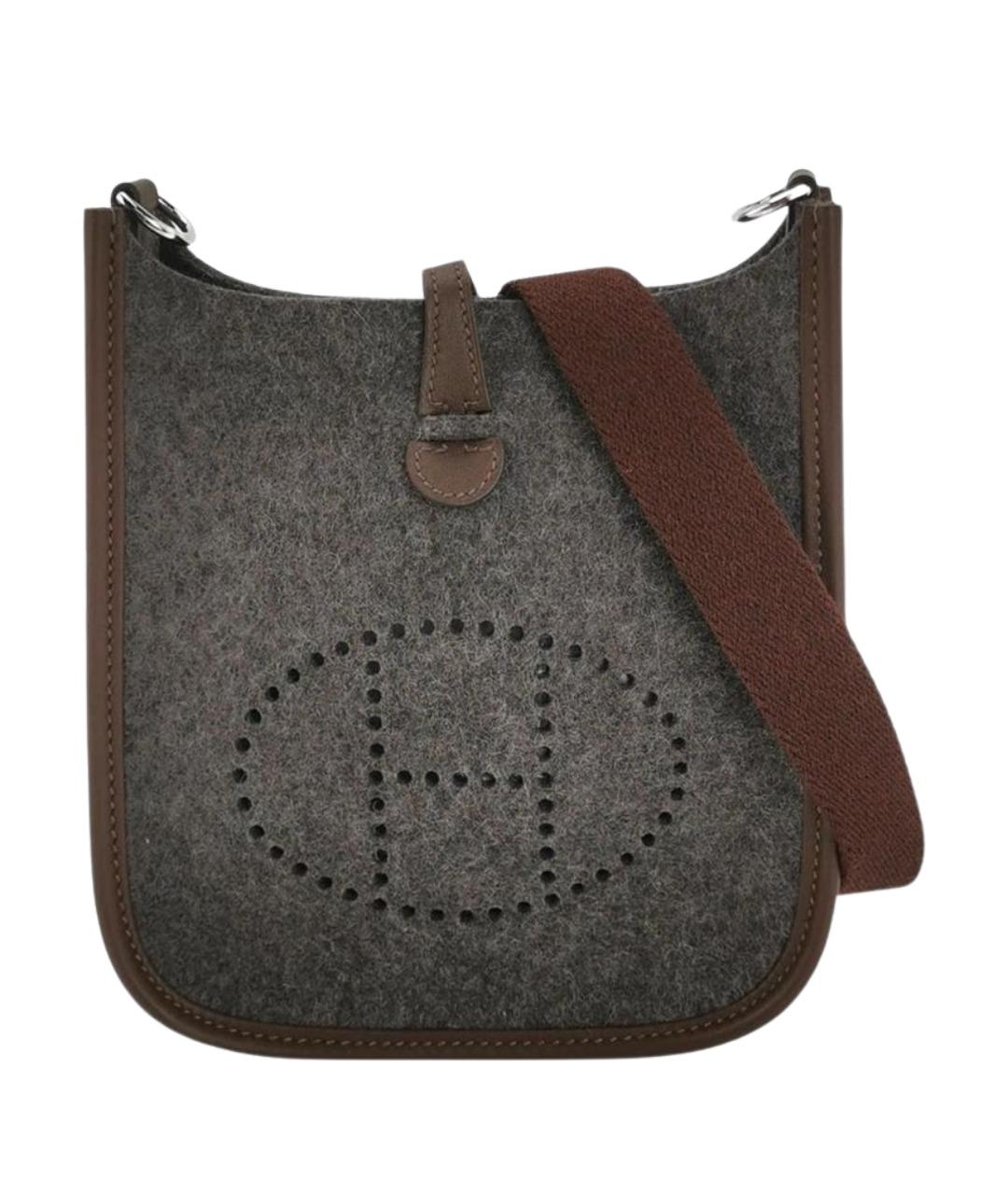 HERMES Антрацитовая шерстяная сумка через плечо, фото 1