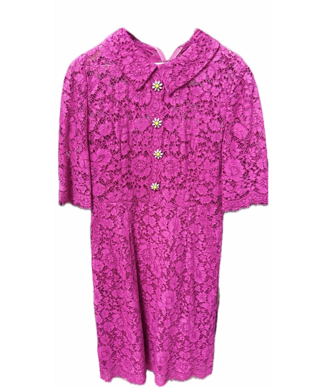 DOLCE&GABBANA Фуксия кружевное коктейльное платье, фото 1