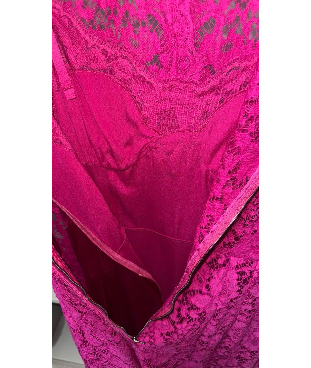 DOLCE&GABBANA Фуксия кружевное коктейльное платье, фото 3