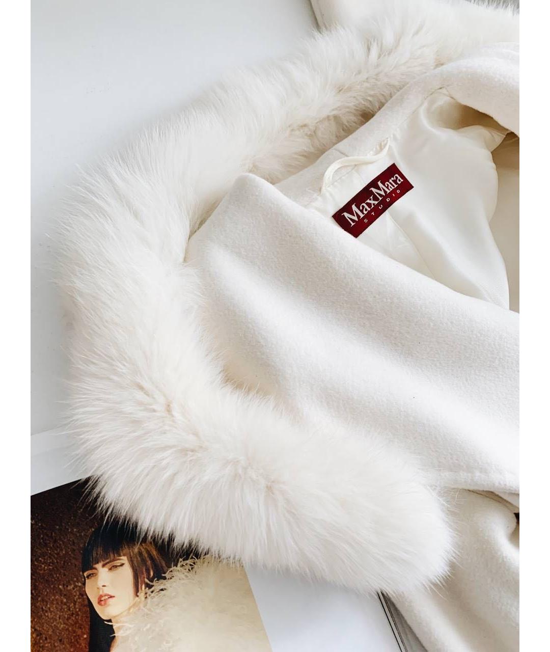 MAX MARA STUDIO Белое шерстяное пальто, фото 4