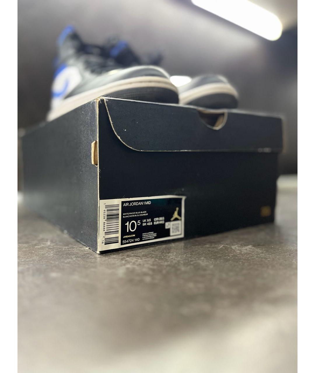 NIKE Синие кожаные высокие кроссовки / кеды, фото 4