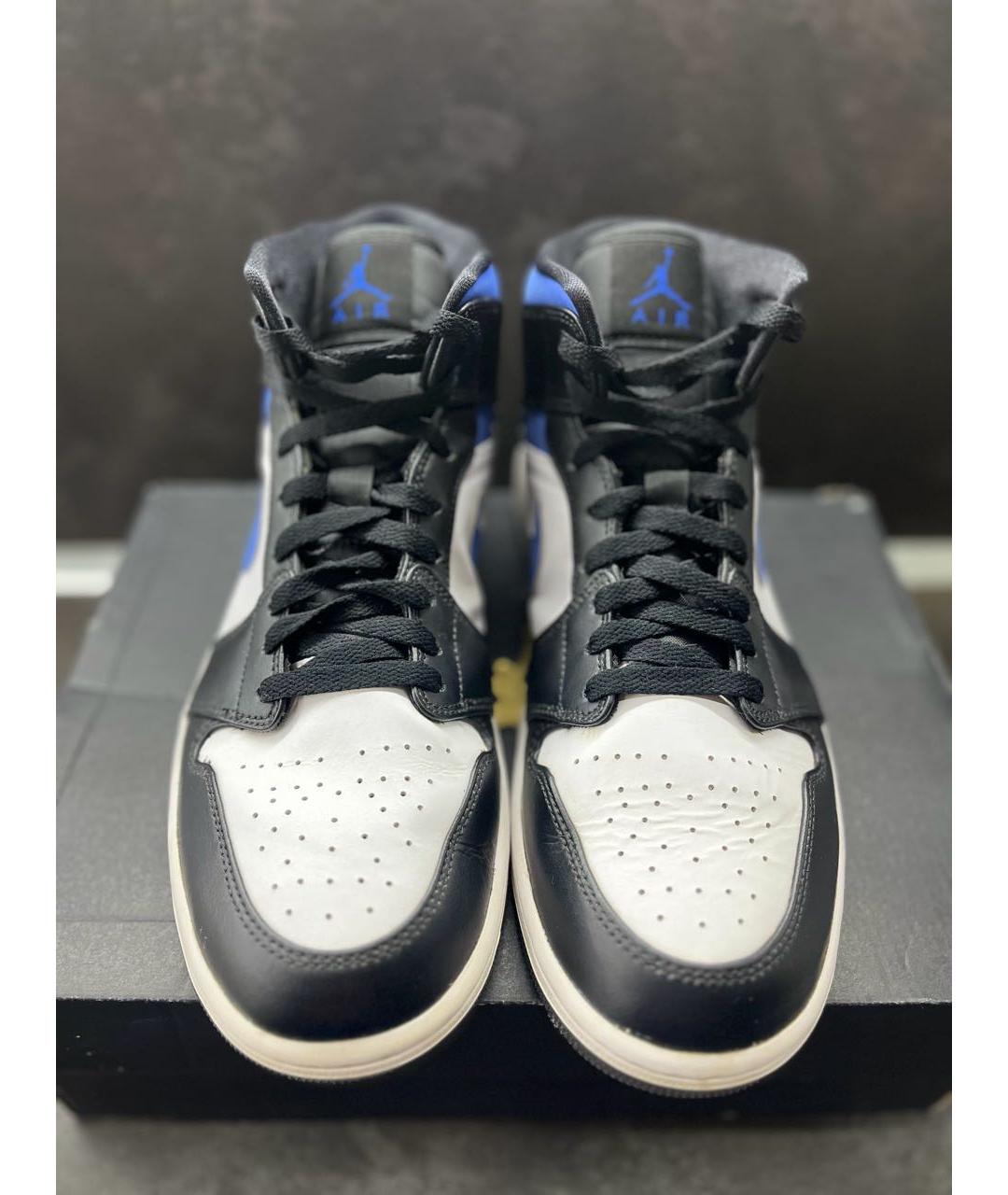 NIKE Синие кожаные высокие кроссовки / кеды, фото 2