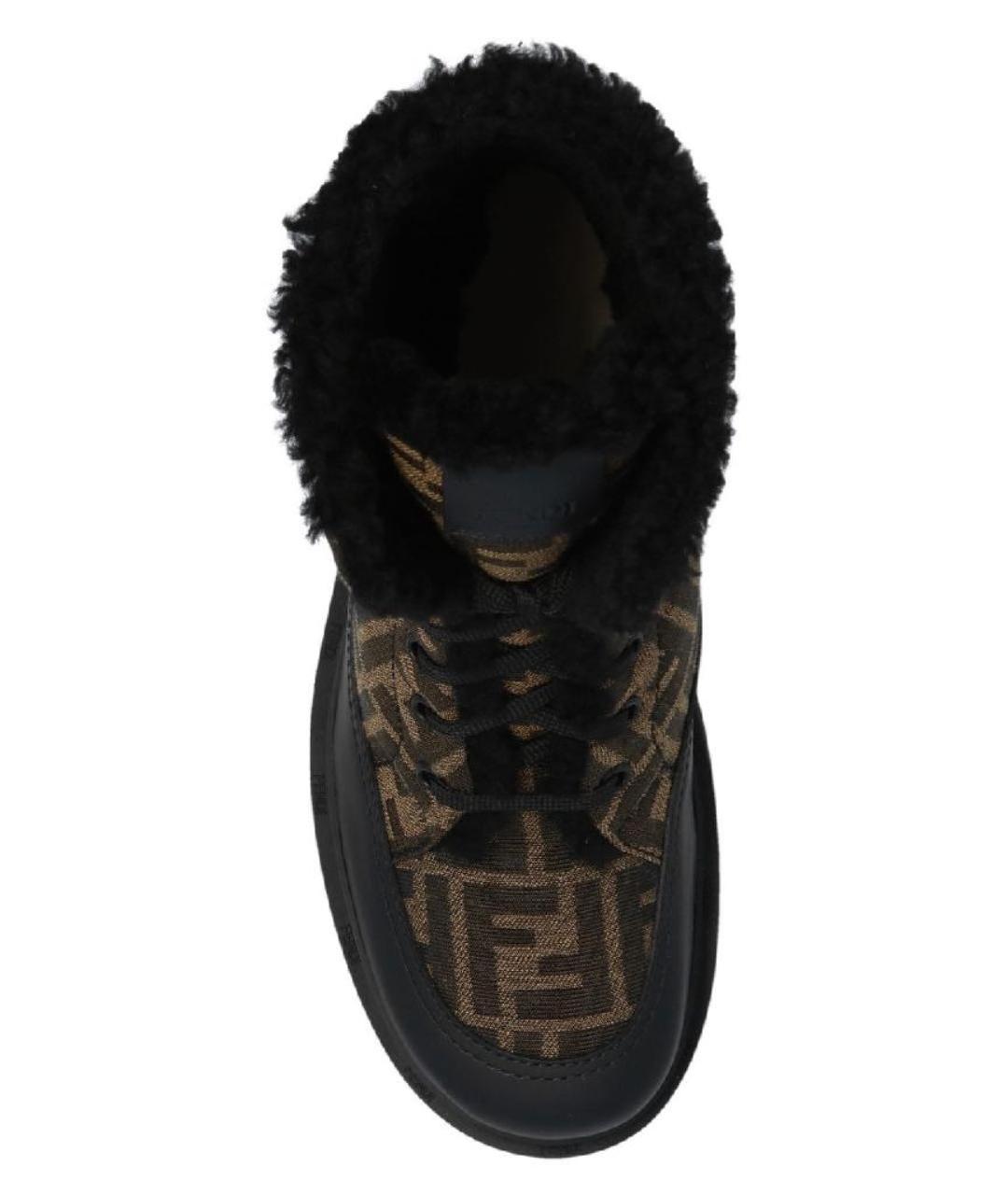 FENDI Коричневые текстильные ботинки, фото 2